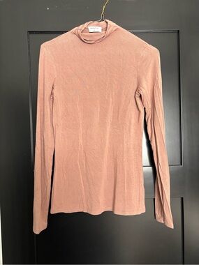 Aritzia Babaton Dusty Rose Long-Sleeve Mock Neck Top turtleneck